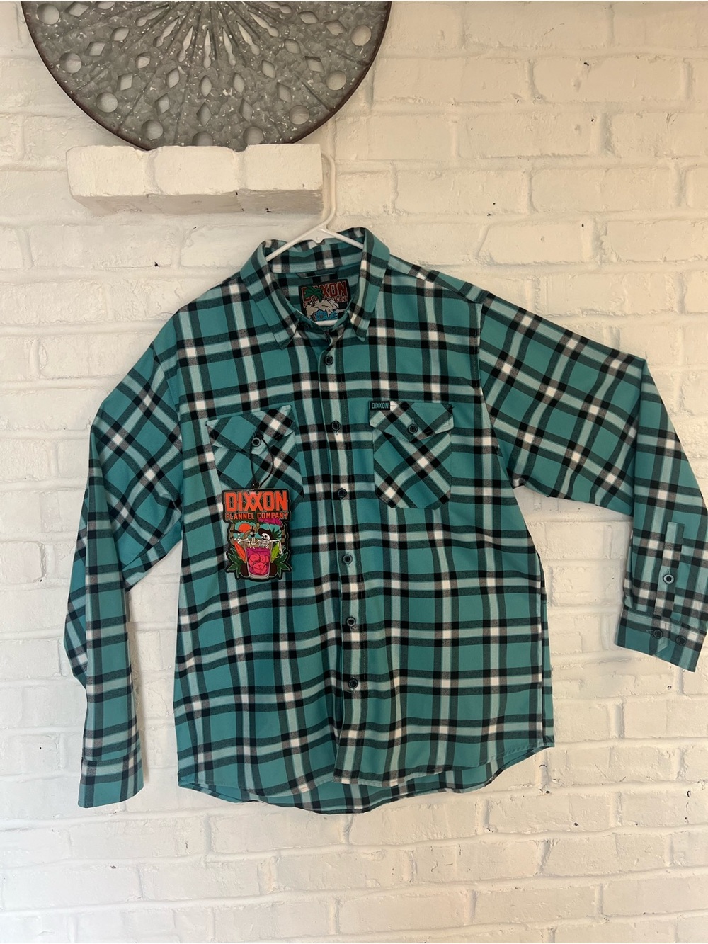 DIXXON “ Cancun” Teal and Black Plaid Casual Button-Down Shirt